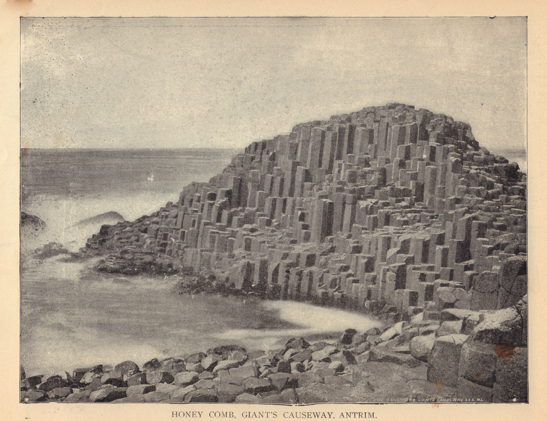 Honey comb, Giant's Causeway, Antrim. Ireland 1905 old antique print picture